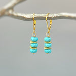 Dainty Everyday Turquoise Earrings dangle sterling silver, gold, rose gold