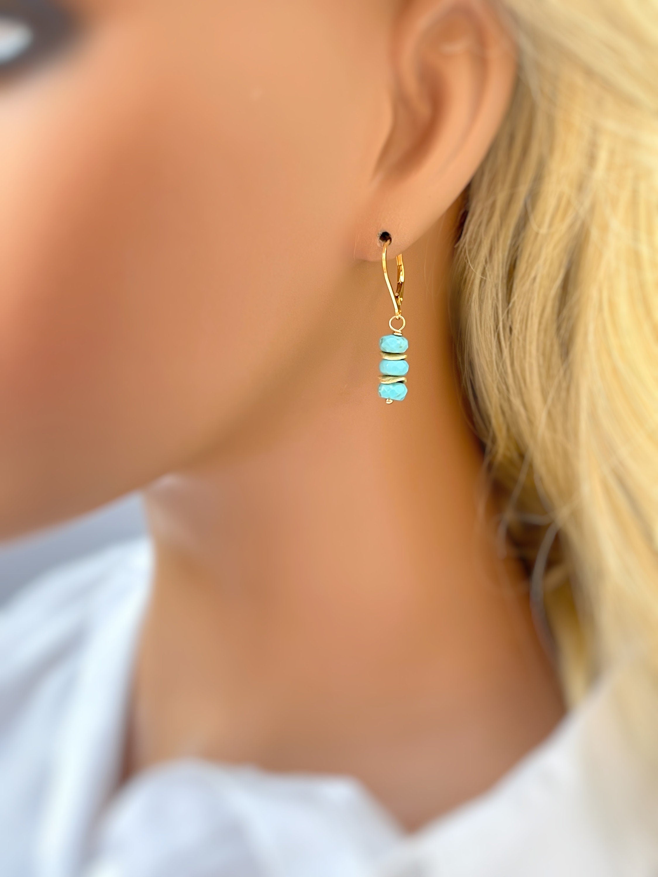 Turquoise Earrings dangle silver lightweight everyday jewelry