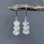 Blue Moonstone earrings dangle, Sterling Silver