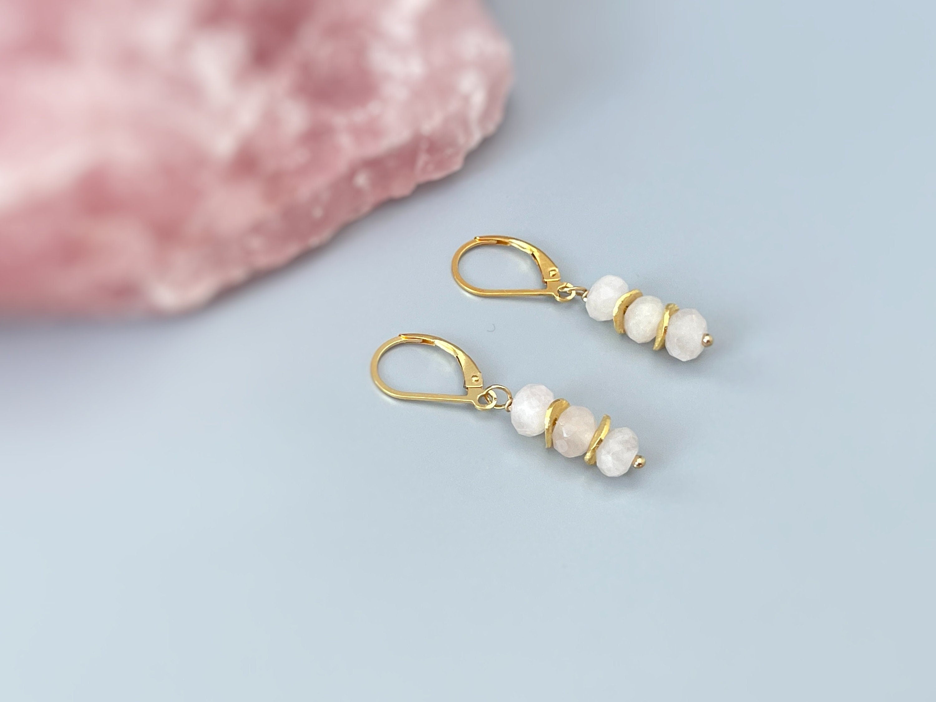 Rose Quartz Earrings Dangle Rose Gold, Gold, Silver boho jewelry