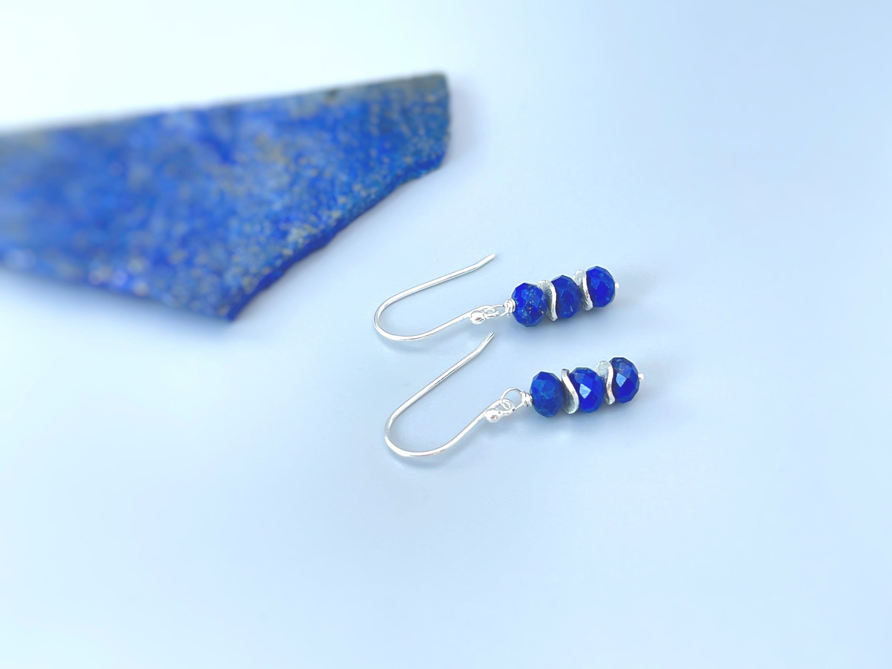 Lapis Lazuli Earrings dangle, 14k gold lightweight everyday jewelry