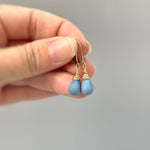Owyhee Blue Opal earrings dangle Sterling Silver Gold, Rose Gold teardrops