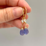 Dainty Tanzanite Earrings dangle, Gold Dangly purple gemstone crystal 14k Handmade December Birthstone Jewelry for women