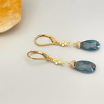 Moss Kyanite earrings dangle, Gold, Sterling Silver Crystal boho jewelry