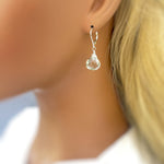 Green Amethyst earrings Dangle Sterling Silver, Rose 14k Solid Gold Prasiolite Jewelry