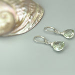 Green Amethyst earrings Dangle Sterling Silver, Rose 14k Solid Gold Prasiolite Jewelry