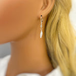 Unique Icicle Pearl Earrings dangle, Sterling Silver
