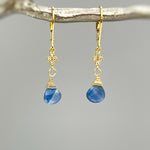 Unique Blue Kyanite earrings dangle, Sterling Silver Crystal