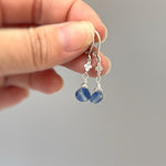 Unique Blue Kyanite earrings dangle, Sterling Silver Crystal