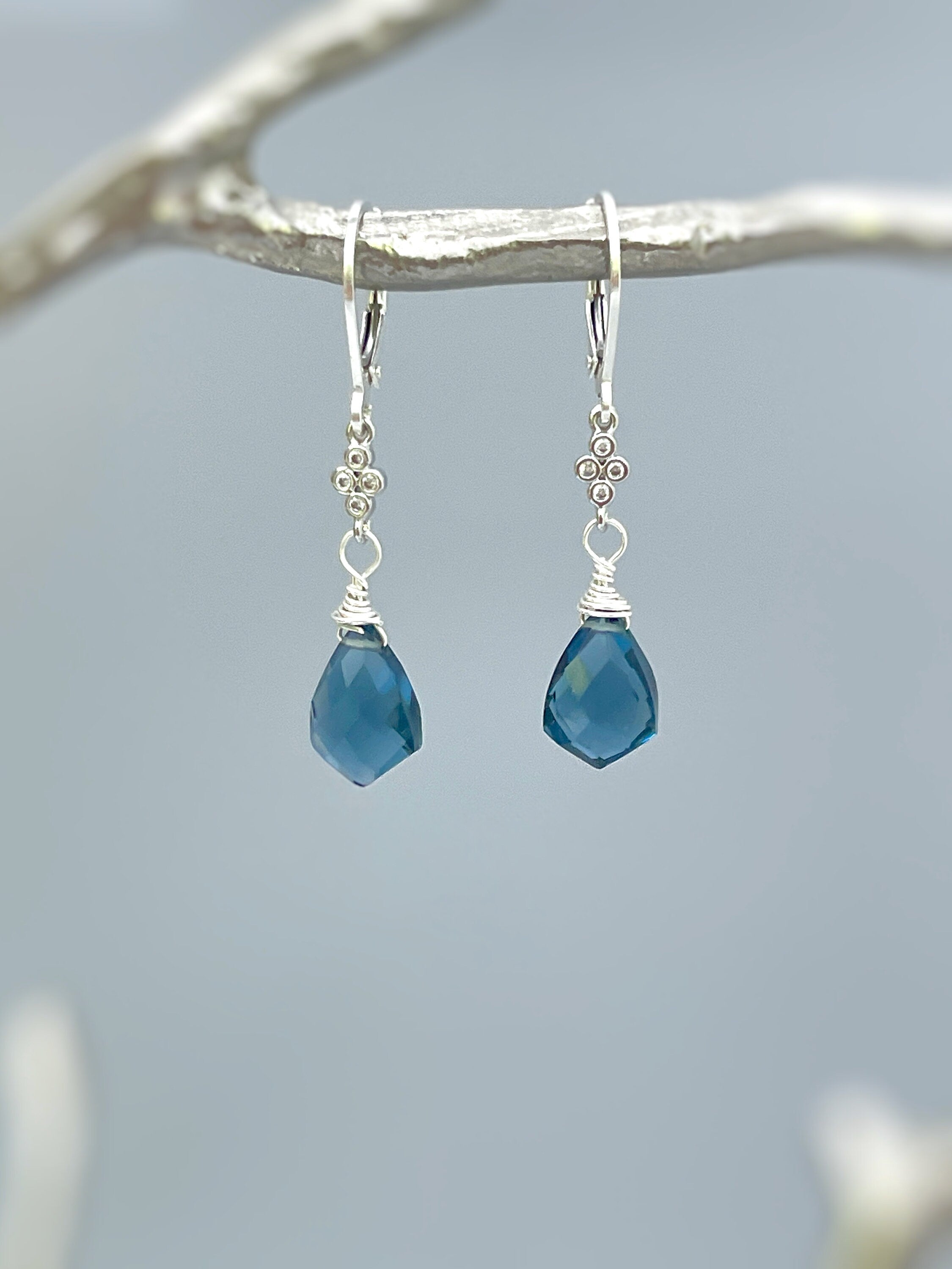 London Blue Topaz and Crystal earrings dangle
