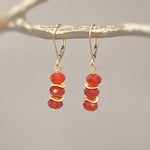 Carnelian Earrings dangle, 14k gold, sterling silver