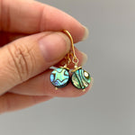 Dainty Abalone Shell Earrings dangle gold