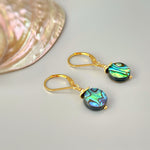Dainty Abalone Shell Earrings dangle gold