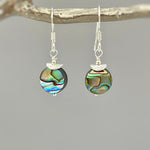 Dainty Abalone Shell Earrings dangle Sterling Silver
