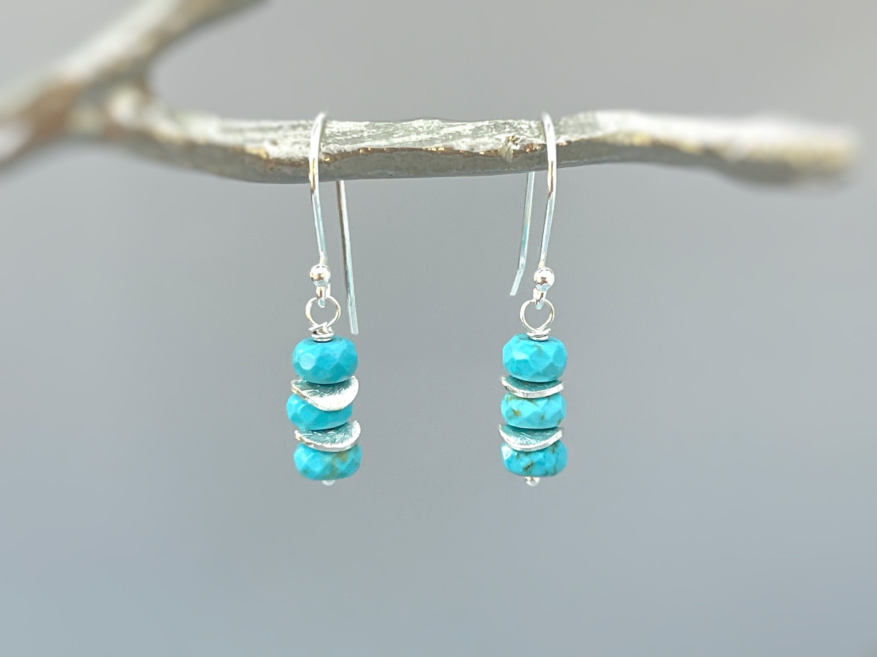 Turquoise Earrings dangle silver lightweight everyday jewelry