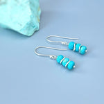 Dainty Everyday Turquoise Earrings dangle sterling silver, gold, rose gold