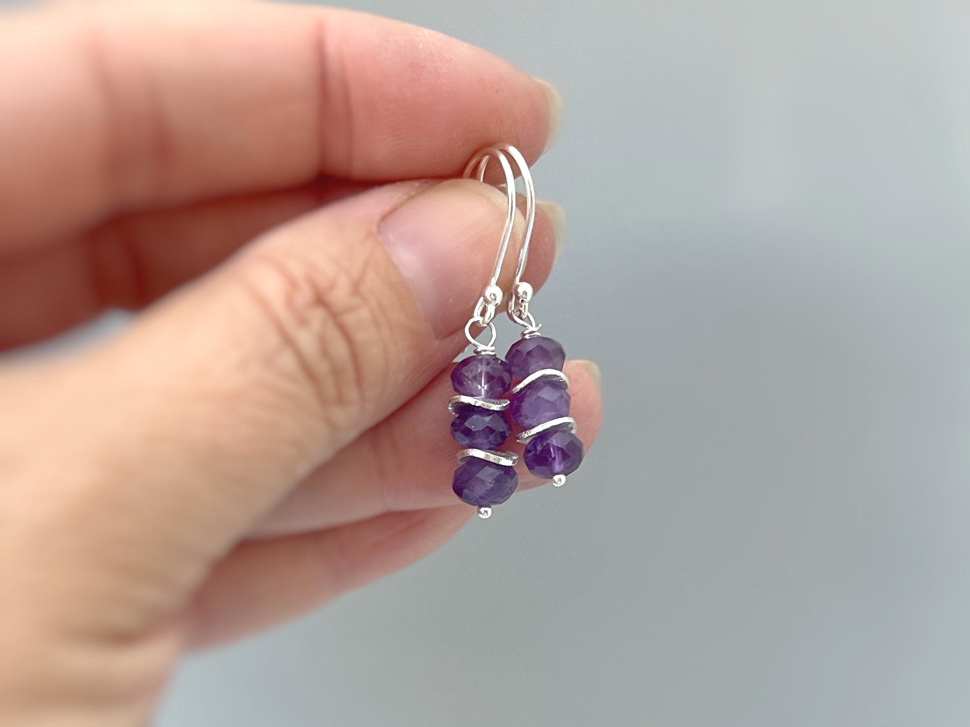 Dainty Amethyst Earrings dangle