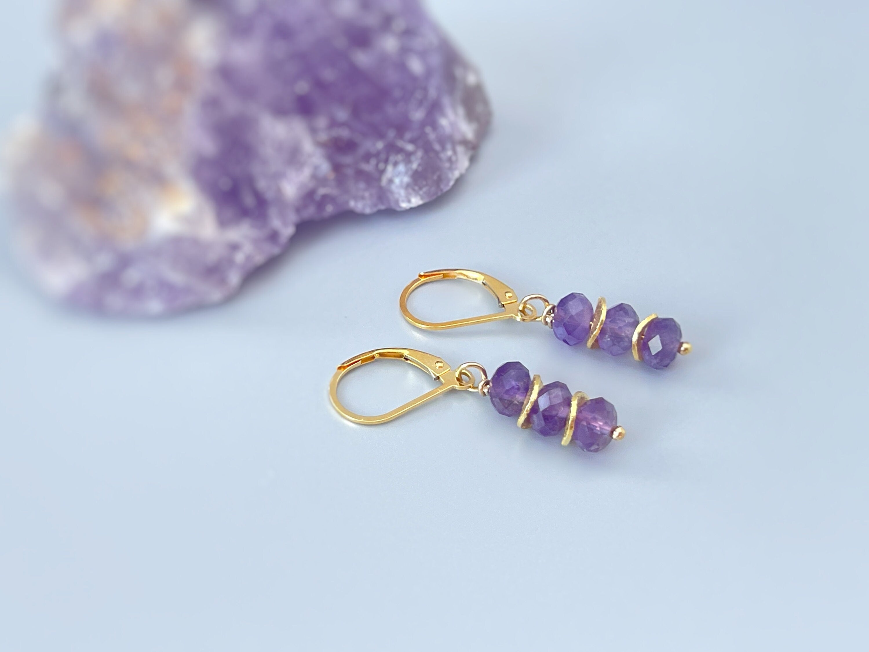 Dainty Amethyst Earrings dangle