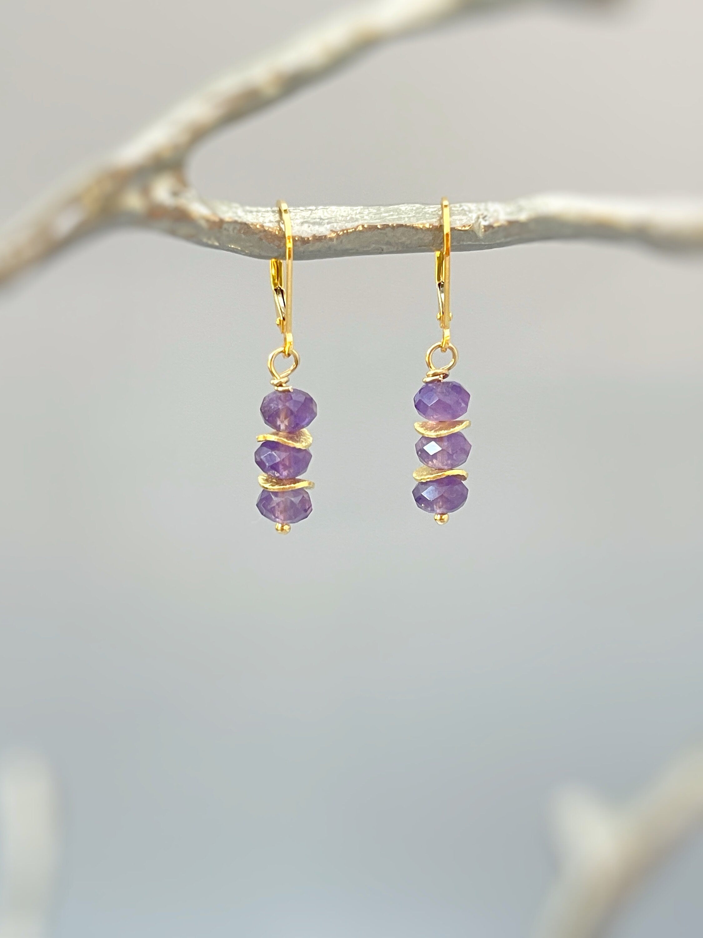 Dainty Amethyst Earrings dangle