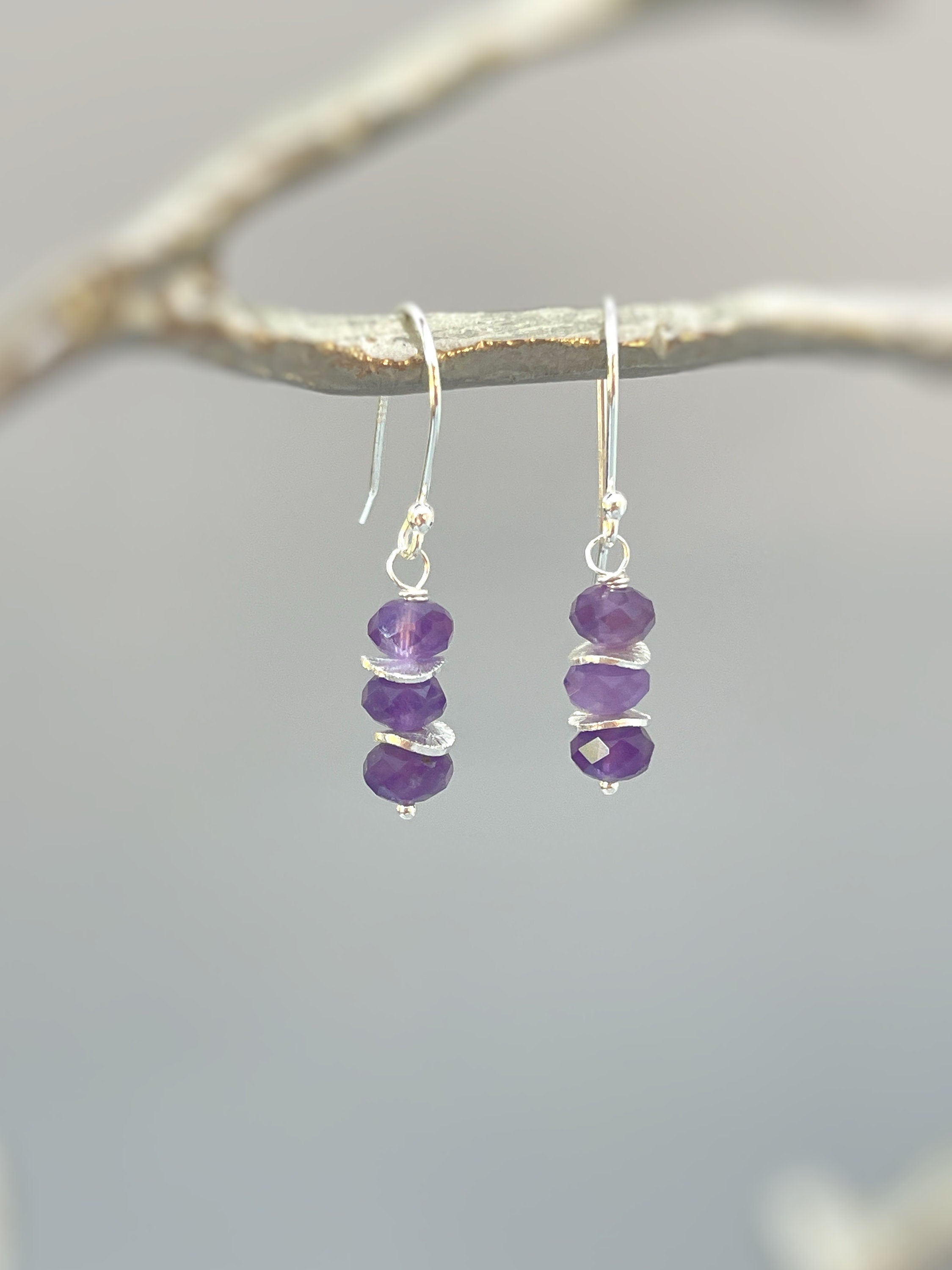 Dainty Amethyst Earrings dangle