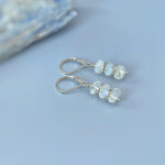 Blue Moonstone earrings dangle, Sterling Silver
