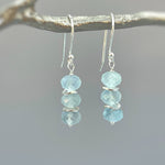 Aquamarine earrings dangle, Rose Gold