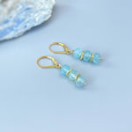 Aquamarine earrings dangle, Rose Gold
