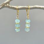 Aquamarine earrings dangle, Rose Gold