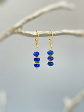 Load image into Gallery viewer, Lapis Lazuli Earrings dangle, 14k gold, sterling silver boho dangly blue gemstone lightweight everyday jewelry for women December Birthstone