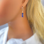 Lapis Lazuli Earrings dangle, 14k gold lightweight everyday jewelry