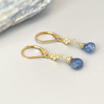 Unique Blue Kyanite earrings dangle, Sterling Silver Crystal