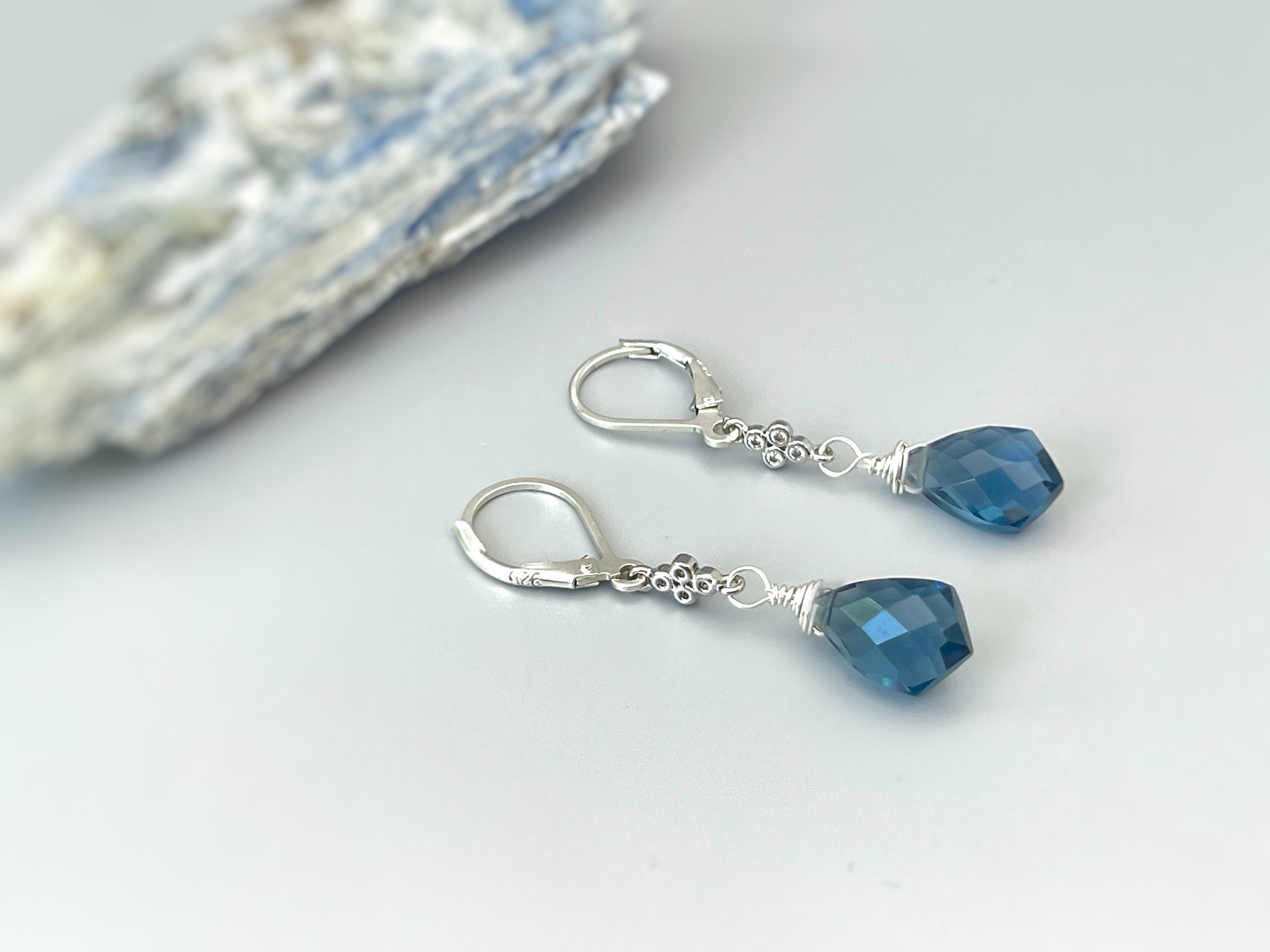 London Blue Topaz and Crystal earrings dangle
