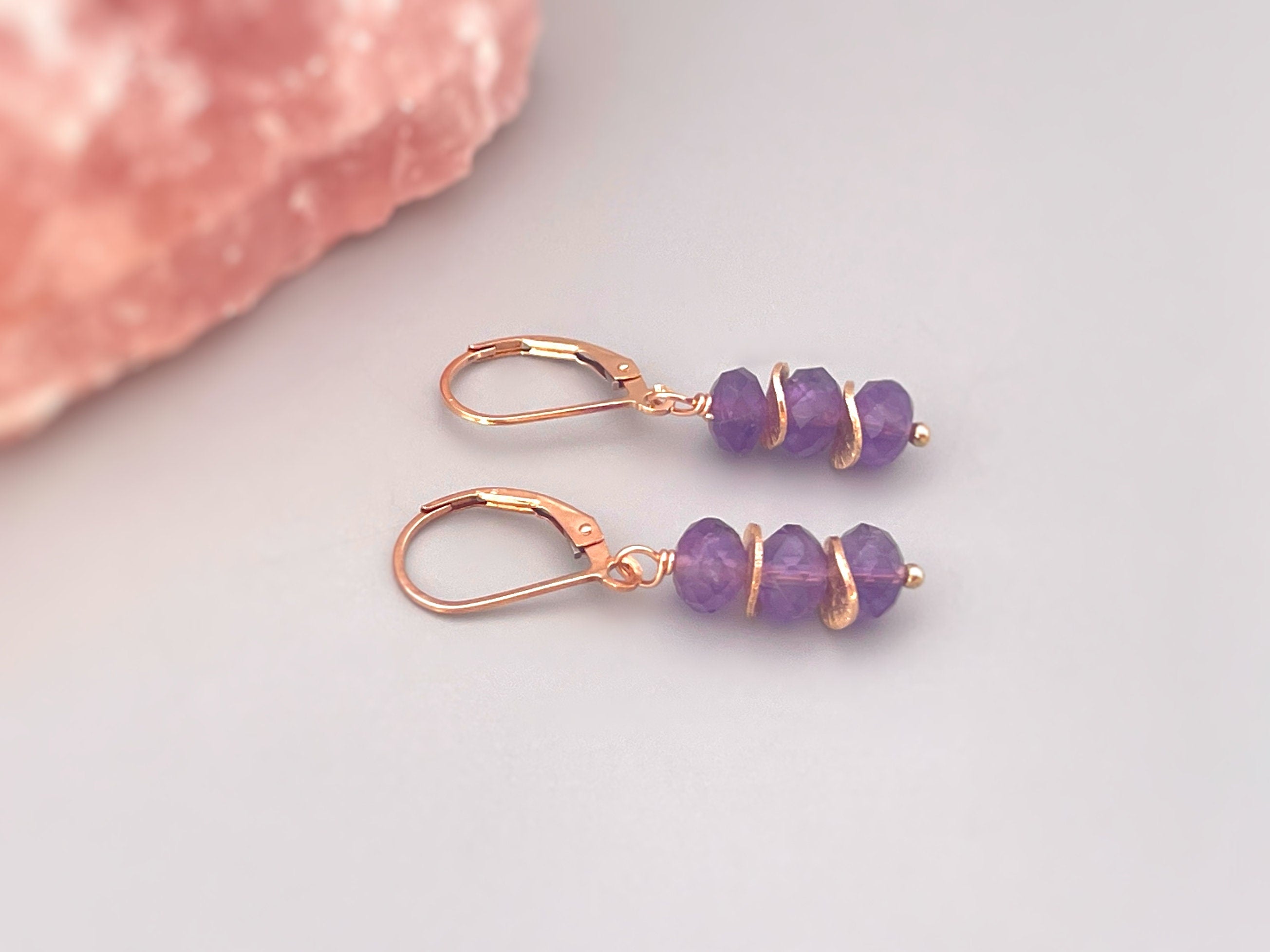 Dainty Amethyst Earrings dangle
