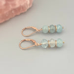 Aquamarine earrings dangle, Gold