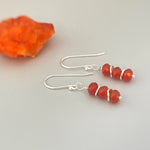 Carnelian Earrings dangle, 14k gold, sterling silver boho dangly orange red gemstone lightweight everyday jewelry for women July Birthstone