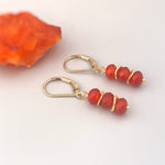Carnelian Earrings dangle, 14k gold, sterling silver