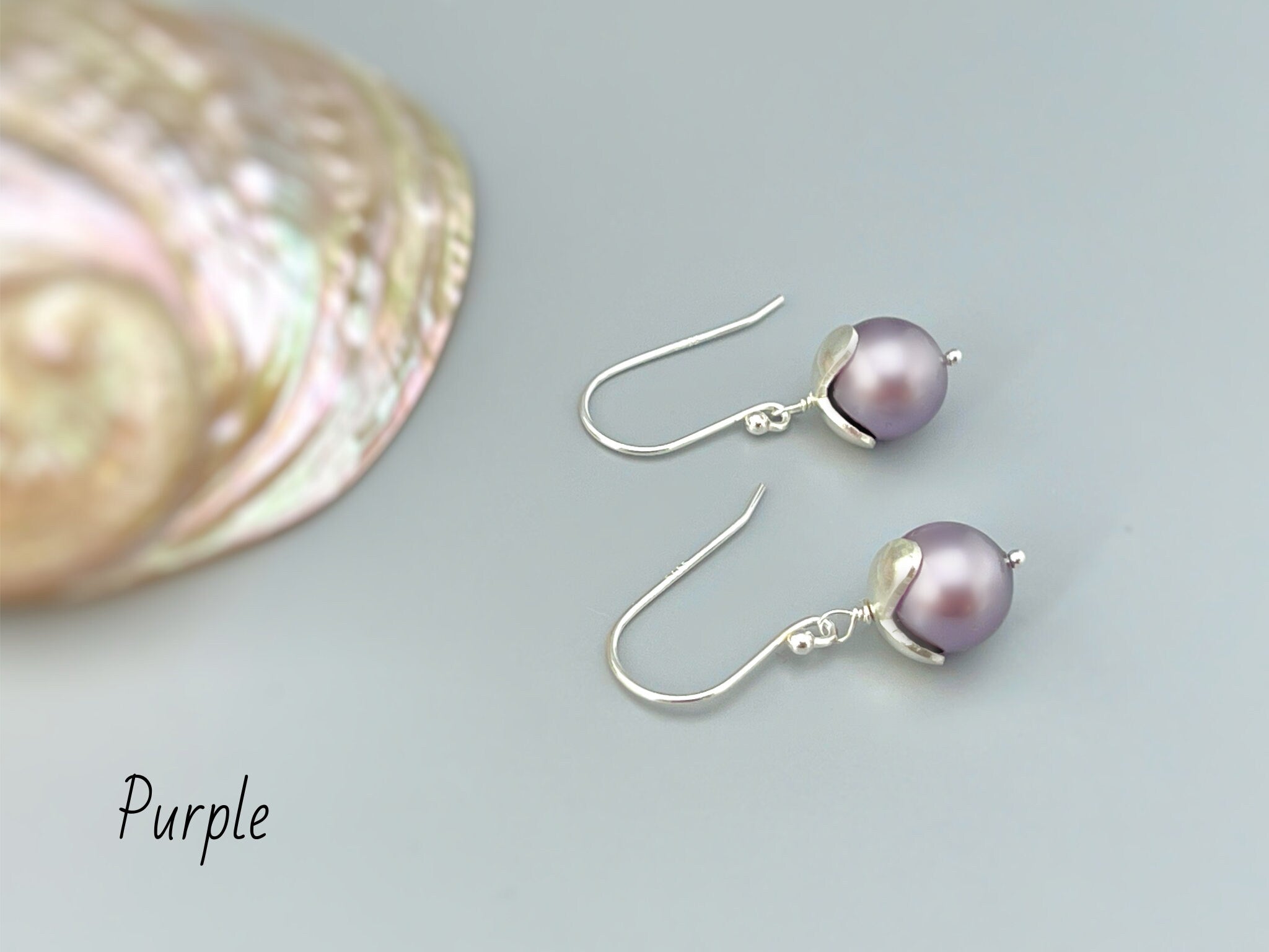 Pea Pod Pearl Earrings Dangle Sterling Silver