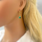 Emerald Green Gemstone earrings dangle Gold, Sterling Silver, Rose Gold