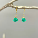 Emerald Green Gemstone earrings dangle Gold, Sterling Silver, Rose Gold