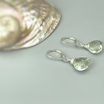 Green Amethyst earrings Dangle Sterling Silver, Rose 14k Solid Gold Prasiolite Jewelry