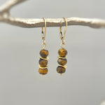 Tigers Eye Earrings dangle, 14k gold, sterling silver