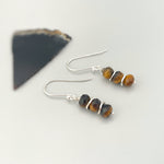 Tigers Eye Earrings dangle, 14k gold, sterling silver