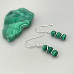 Lightweight Malachite earrings dangle gold