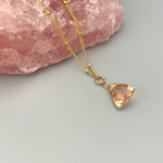 Morganite Necklace Rose Gold Handmade gemstone pendant Sterling Silver, 14k Gold peach blush pink quartz Jewelry crystal necklace for women