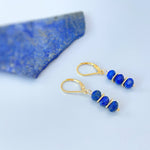 Lapis Lazuli Earrings dangle, 14k gold lightweight everyday jewelry