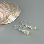 Prehnite Earrings Sterling Silver, Gold Fill, Rose Gold Dangling Raw Gemstone Earrings Mint Sage Green Handmade Boho Jewelry