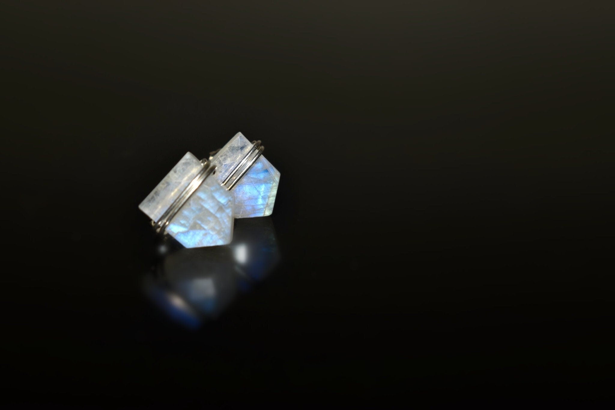 Moonstone Earrings Sterling Silver Studs