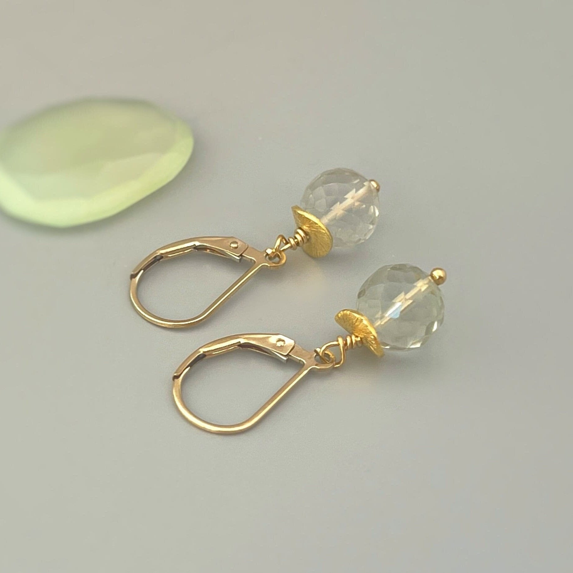 Green Amethyst Earrings dangle Sterling Silver 14k Gold FIll Rose Gold Dainty Drop dangly Earrings Minimalist artisan handmade jewelry gift