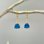 Dainty Sapphire Blue Earrings dangly 14k gold sterling silver boho dangle gemstone handmade jewelry for women September Birthstone