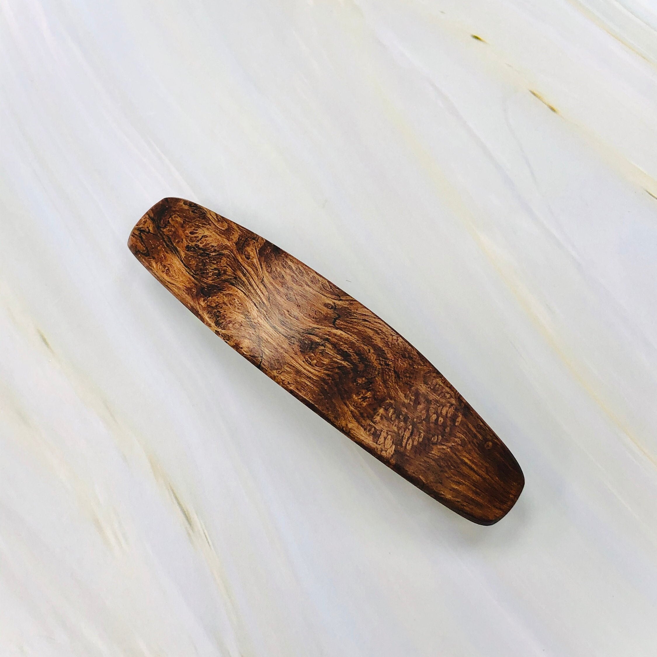 Hair Clip for Women Wood Barrette for long hair Pyinma Burl Medium Minimalist Plain Hair Clip Claw Handmade 5th Anniversary gift for Wife